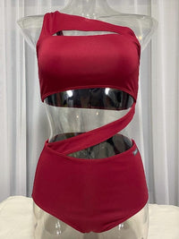 Line Monokini (Wine Red) 라인모노키니