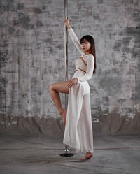 Pleated Flowy Pants (White)