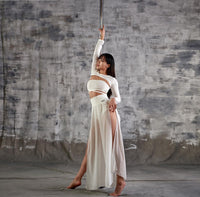 Pleated Flowy Pants (White)