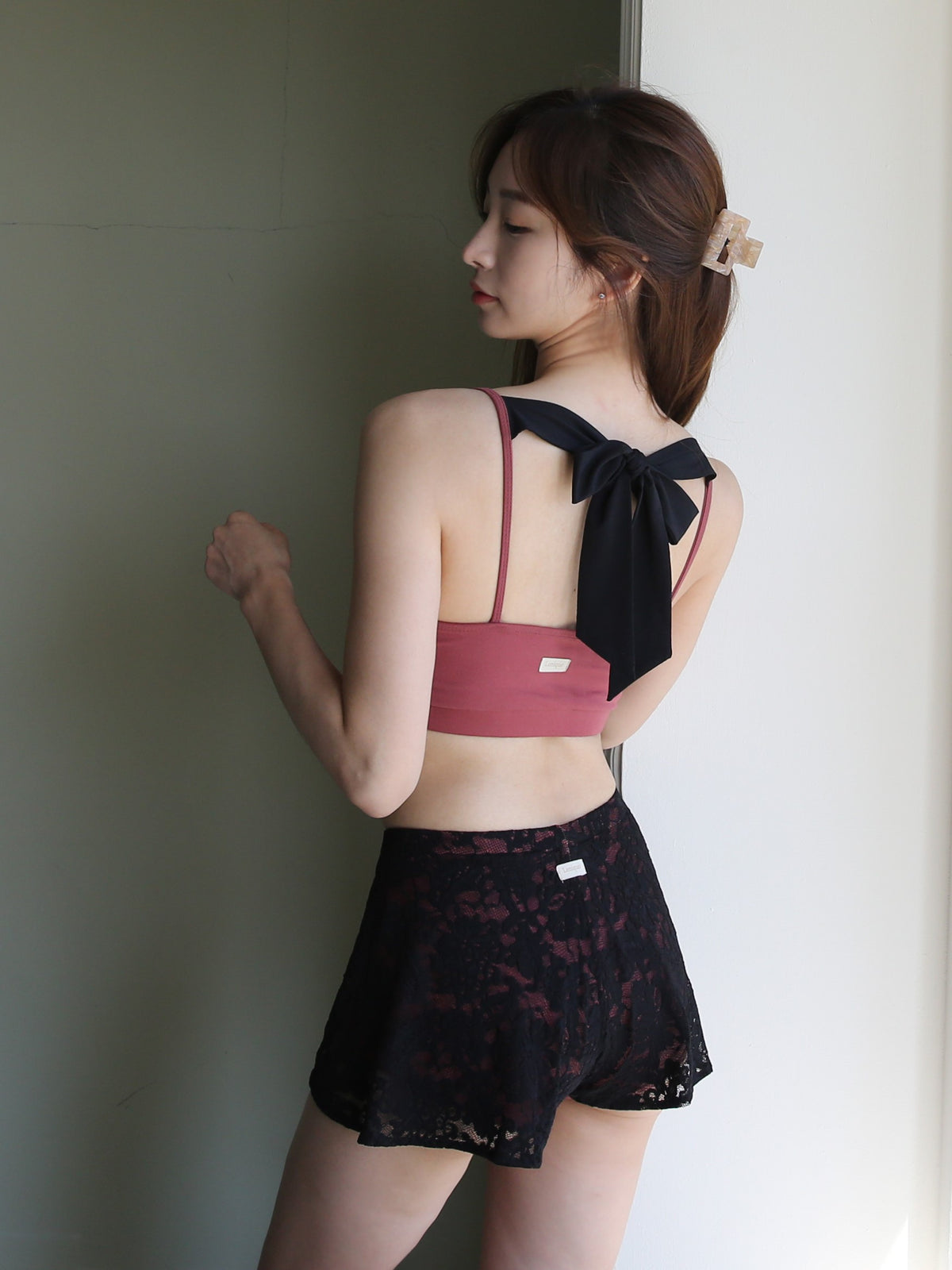 The Back Ribbon Top (Deep Rose)