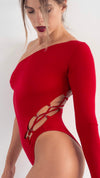 One shoulder bodysuit with lacing