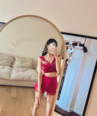 Velvet Ribbon Set (Fuchsia)