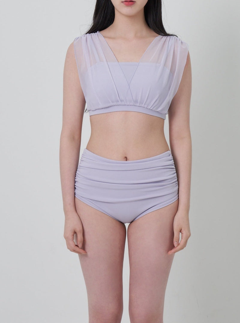 Shirring High Waist Pants (Lavender Violet)